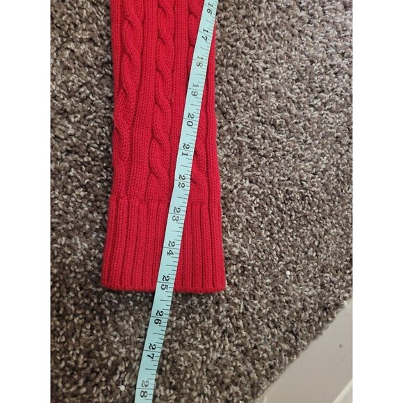 LL Bean Cable Knit Turtleneck Sweater Wmn L LS Red Christmas Holiday Fisherman - Picture 12 of 13